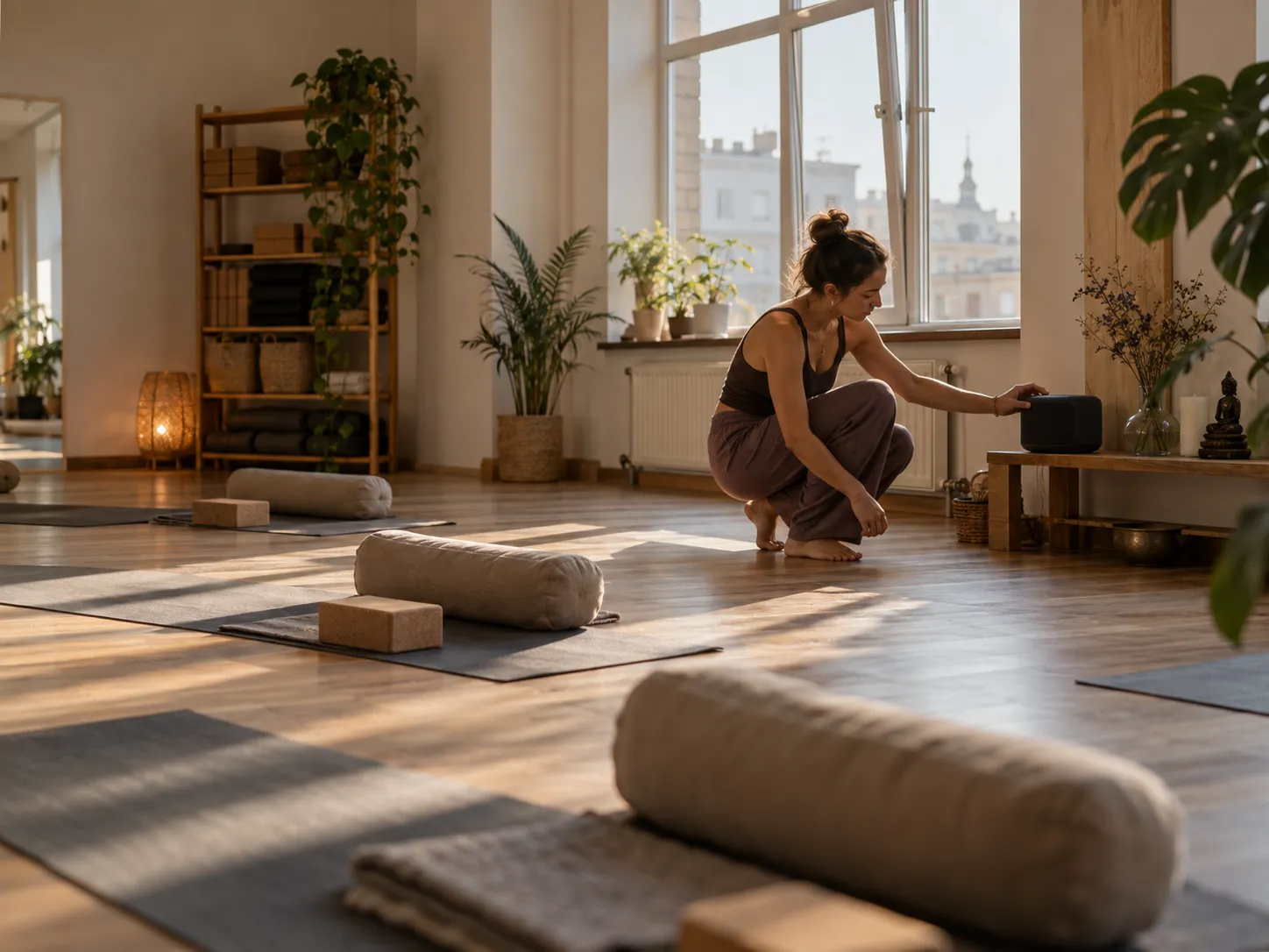 A yoga studio before class